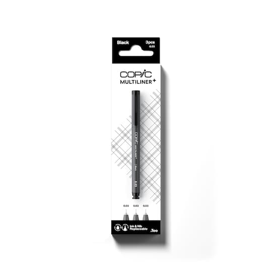 Copic® Multiliner+ 0.03mm Black Pens, 3ct.